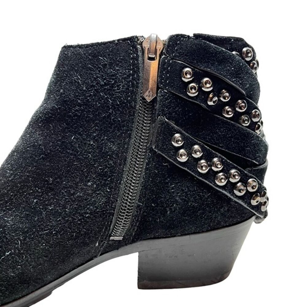 SAM EDELMAN PENROSE Black Ankle Booties Boots Buckles Gothic Leather Suede 6.5 - Picture 4 of 15
